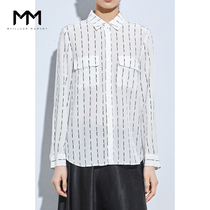 Shopping mall same mm lemon 2020 spring new long sleeve Korean loose stripe silk shirt female 5b1120051q