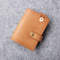 New original cute little bear calf leather multi-blocking large capacity bank card documents card business card containing bag cutting sleeve bag