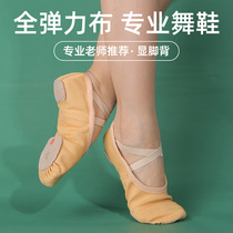 Lace-free dance shoes adult full elastic cloth training shoes girls ballet shoes children camel soft bottom dancing shoes