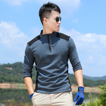 Outdoor sports quick-drying clothes mens long-sleeved T-shirt jacket plus velvet fleece warm mountaineering hiking sweat absorption breathable autumn