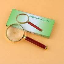 Factory direct wooden handle magnifying glass 50mm metal frame handheld reading magnifying glass Yiwu magnifying glass