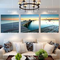 Frameless wall clock living room decoration painting sofa background painting triple painting modern simple bedroom restaurant landscape painting