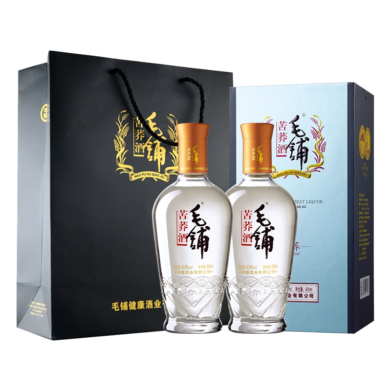 毛铺苦荞酒 黑荞42.8度500ml*2瓶 配制酒 白酒500ml*1瓶