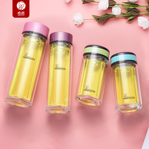 Hino glass double-layer portable goddess special high-value tea cup Net red cute heat insulation chunky water Cup