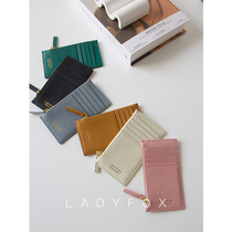 LADYFOX genuine leather high level Candy Color small card bag Multi-position zipper Short Bull Leather Bag