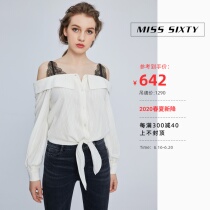Miss sixty2020 spring new holiday two short suspender top loose long sleeve shirt female
