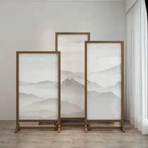 New Chinese solid wood door screen partition Living room office Hotel entrance door brake Japanese mobile seat screen