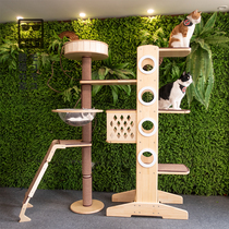 MOKO wide version large solid wood cat climbing frame cat scratch board toy cat Villa cat tower combination five layers