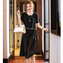  Stitching lace dress womens summer European station 2020 fashion womens a-shaped temperament small black dress