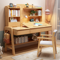 Solid wood children study table modern minimalist student boy bedroom home writing table and chairs suit liftable desk