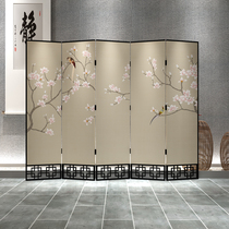 Modern Chinese solid wood screen porch partition living room hotel simple decoration background wall tea room folding mobile