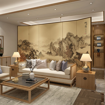 Modern Chinese solid wood screen partition Hotel lobby entrance Living room Dining room office background wall folding and moving