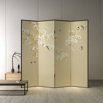 Chinese solid wood folding flower and bird screen partition porch modern simple fashion living room tea room hotel bedroom fabric