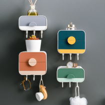 Soap box creative drain-free punch-free double-layer soap box bathroom suction cup Wall-mounted household soap holder with lid