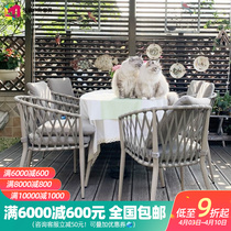 Outdoor table and chairs patio open air dining room outdoor rattan chairs designer vines Villa Garden Hotel Terrace Furniture