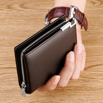 Inar Paul Multi-card wallet Wallet Men Short ZIPPER GENUINE LEATHER BANK CARD HOLDER CLIP YOUNG LEATHER CLIPS MALE