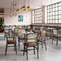Milk tea shop table and chair Southeast Asian wind woven Vine iron chair coffee shop baking shop hamburger restaurant dessert shop table and chair combination