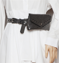 Belt mobile phone pocket female net red ins work shopping guide Messenger chest bag fashion all-match rivet belt small bag