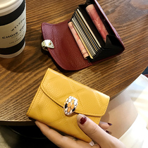Genuine leather card bag cute woman South Korea ultra-thin and delicate and small upscale large capacity anti-magnetic 2021 new Ins tide