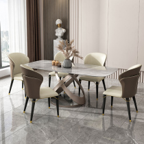 Bright rock board dining table and chair combination home small apartment high sense living room Italian light luxury table modern simple
