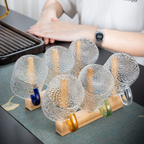 Glass Teacup holder Tea set accessories Drying cup holder Drain water Drain cup tea holder Kung Fu tea set Household tea ceremony set cup bamboo rack