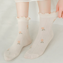 Moon socks Summer thin wide mouth socks Summer sweat-absorbing breathable sleep cotton socks Female maternity postpartum loose mouth maternity socks