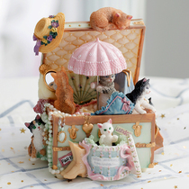 Cat Girl Heart Rotating Music Box Music Box Retro Creative Birthday Christmas Gift for Girls and Children