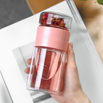 Double layer glass tea cup tea water separation heat preservation net red water cup ins wind summer female filter cup portable male