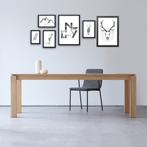 Nordic Solid Wood Table Minimalist Modern Conference Table Long Table White Wax Wood Desk Bench Creative Designer Table