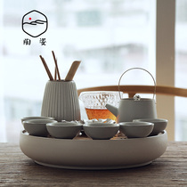 Ru kiln Japanese kung fu tea set can be opened whole set of Home Office tea set small set of gift box