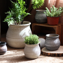 African element cement decorative flower pot pot pot retro art planting tree soil high-grade gardening Bohemia