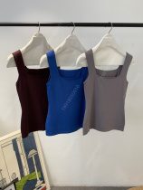 21 Summer new simple fashion square collar off-shoulder thin camisole vest slim slim age age Joker top women