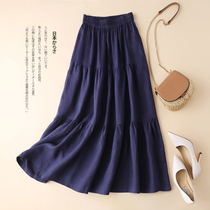 Spring and summer q119 artistic design sense small Linen Skirt half length Linen Skirt large umbrella skirt medium length cotton and Linen Skirt children