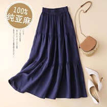 Spring dress q119 artistic design sense small Linen Skirt half length Linen Skirt large umbrella skirt medium length Cotton Linen Skirt children