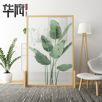 Nordic screen partition Living room bedroom Simple modern solid wood mobile bedroom occlusion household small household plants