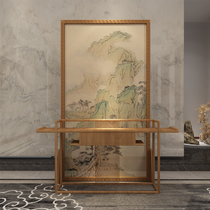 New Chinese style solid wood looped texture border carved hollow screen partition small household entrance hall living room separation