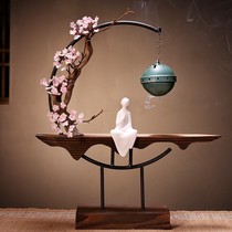 Solid wood incense burner Chinese creative backflow office hanging solid wood incense incense home aromatherapy living room ornaments