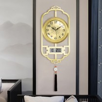 Pure copper perpetual calendar hanging bell living room decoration home fashion hanging wall creative art muted pendulum clock modern timepiece