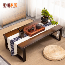 Folding Kang table small coffee table floating window Japanese tatami small table low table balcony solid wood Zen table small tea table bamboo