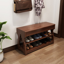 Shoe stool home door all solid wood door shoe stool new Chinese long multi-function