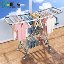 Stainless steel clothes rack floor-to-ceiling folding bedroom balcony clothes rack Household baby clothes rack drying quilt artifact