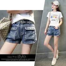Summer 2020 new loose denim shorts women's high waist thin pants wide leg a hot pants ins trend