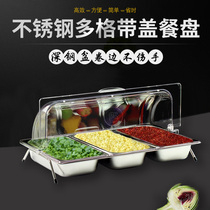 Food preservation cover dust cover stainless steel box flip cover plastic cover PC transparent grid grid Buffet Display plate