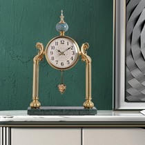 Desktop clock clock American retro light luxury home living room TV cabinet decoration ornaments clock silent quartz clock