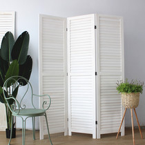  Louver screen folding mobile fashion simple modern living room bedroom clothing store retro solid wood decoration partition