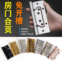 House door primary-secondary hinge bedroom door lotus leaf hardware folding stainless steel black wooden door foldout blade folding leaves