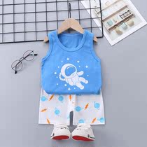Childrens Vest Set Cotton Summer Thin Western Boys and Girls Baby Baby Baby Sleeveless Shirt Shorts