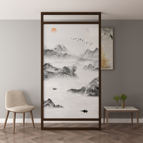 New Chinese style solid wood screen partition wall living room household entrance modern simple landscape custom door cover