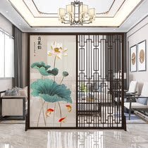 Entry entrance screen partition wall living room new Chinese office Hotel solid wood fence movable custom seat screen
