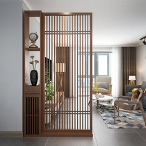 New Chinese screen partition cabinet small apartment living room solid wood simple modern hollow grille porch bracket screen